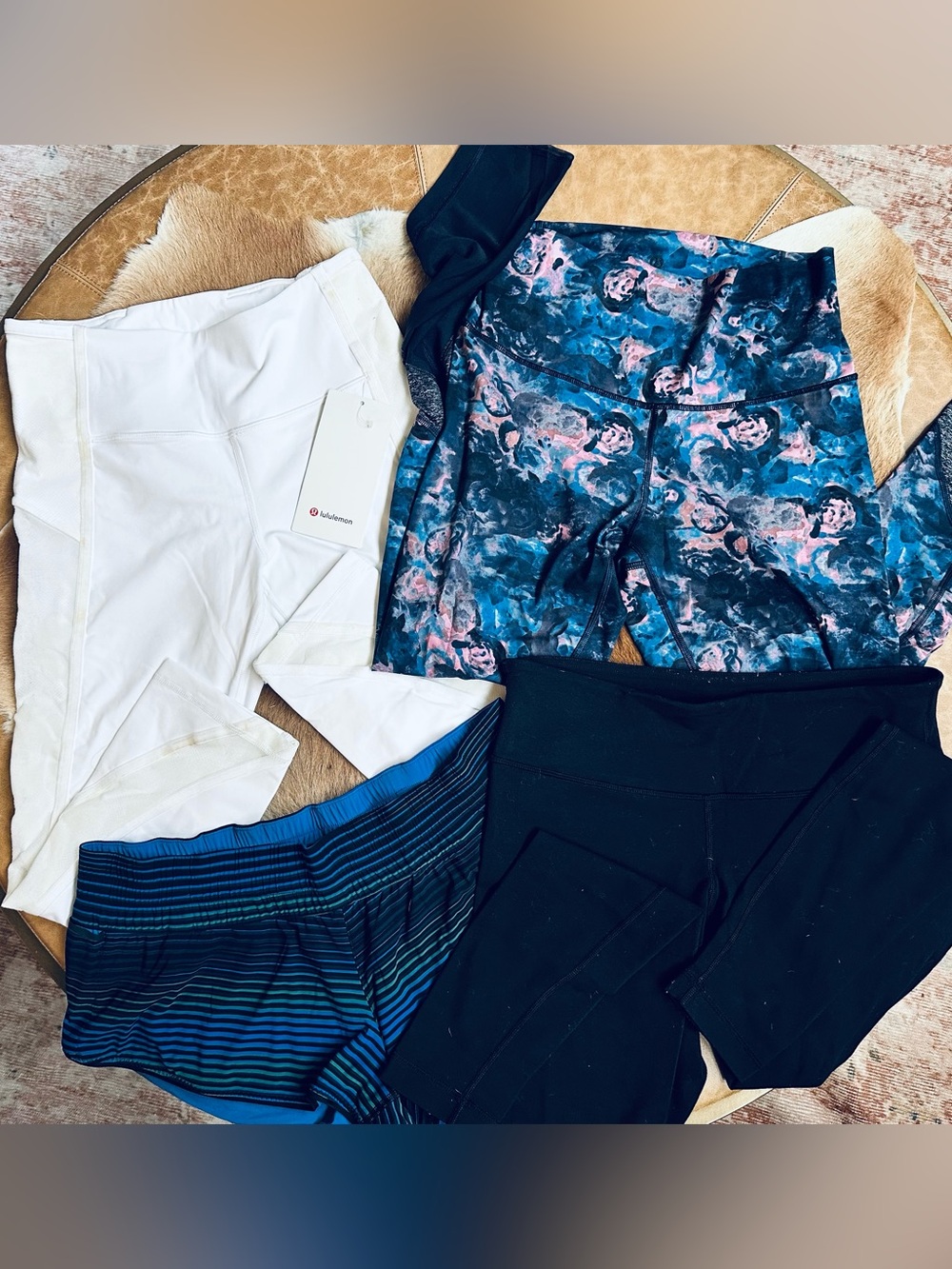 Lululemon Athletica Leggings - White w/ Tags, Floral & Black, Shorts Sz 8